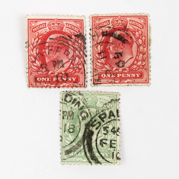 Lot Of 9 Early 1900s Great Britain King Edward VII 1/2d 1d Stamps Used Canceled