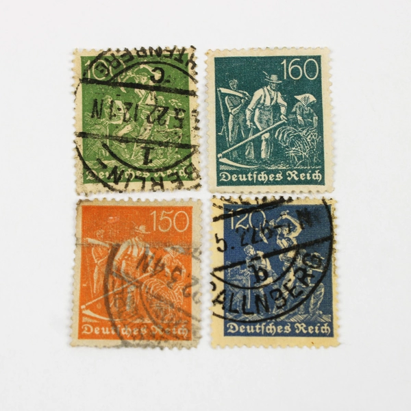 Lot Of 10 1920s Germany Worker Farmer 60/80/120/150/160m 100 Pfennig Stamps Used