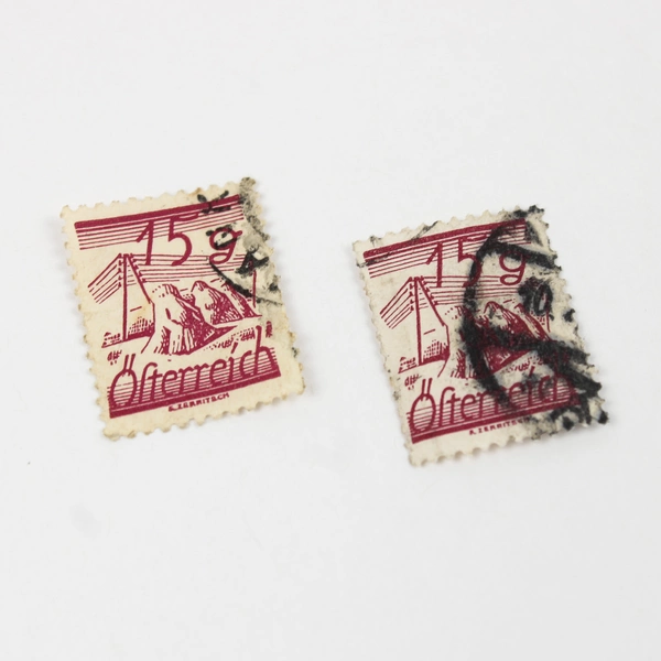 Lot Of 2 Austria 1925 Telegraph Lines 15 Groschen Schilling Stamps Used