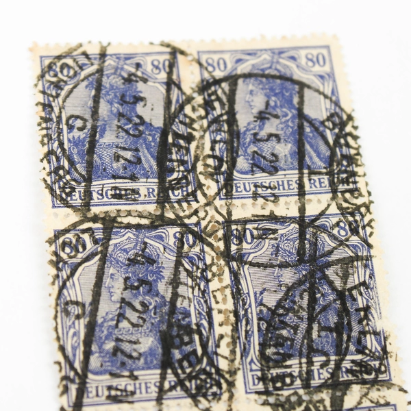 Block Of 8 Germany Deutsches Reich Germania 80 Pfennig Stamp Used 1922