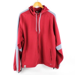 Nike Men's L Red and Gray Full Zip Hooded Jacket with Adjustable Waist