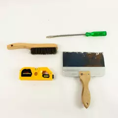 Lot of 4 Drywall Taping Knife, Level, Brush & Screwdriver Hand Tools