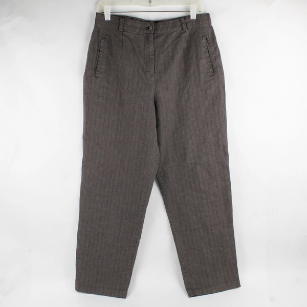 Christopher Banks Women's 12 Light Brown Striped Stretch Tapered Leg Dress Pants