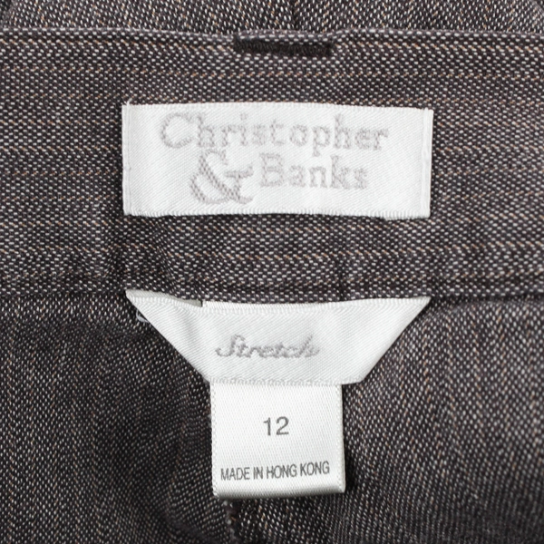 Christopher Banks Women's 12 Light Brown Striped Stretch Tapered Leg Dress Pants