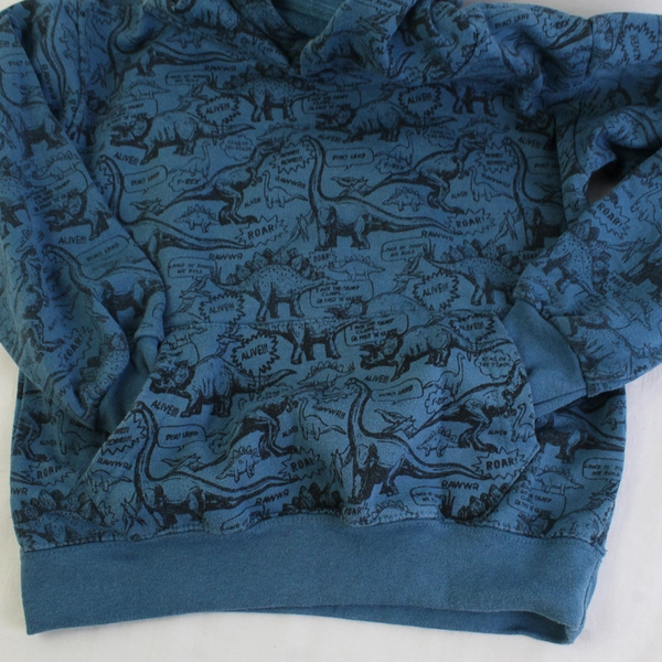 Eighty Eight Brand Kids 7 Teal and Black Dinosaur Comics Graphic Hoodie