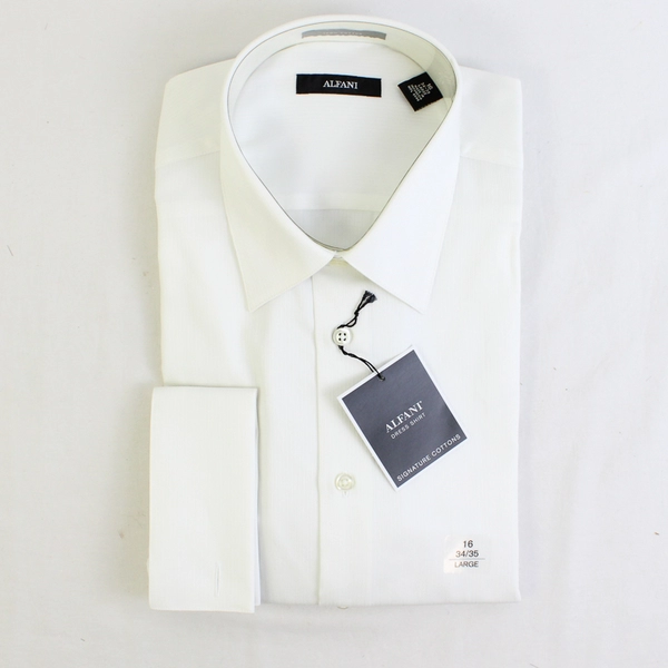 NWT Alfani Men's 16 34/35 Large White 100% Cotton Dress Shirt 