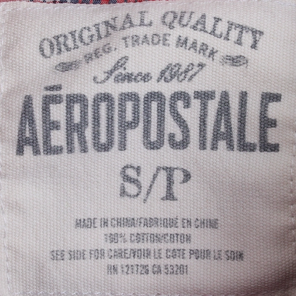 Aeropostale Men's S Red Plaid Short Sleeve Button Up Collared Shirt