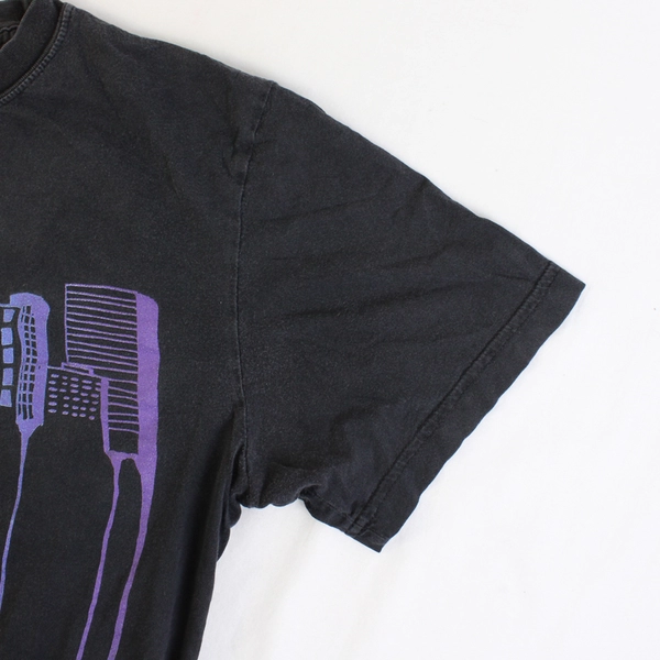 Anchor Blue Men's S Black and Rainbow City Scape Graphic Short Sleeve T-shirt 