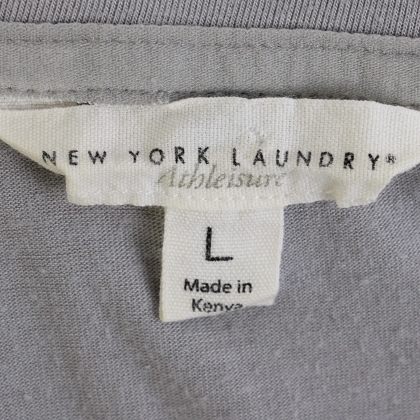 New York Laundry Athleisure Women's L Gray V-Neck Short Sleeve T Shirt