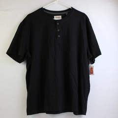 NWT Wrangler Solid Black Short-Sleeve Henley Shirt Men's Size XL