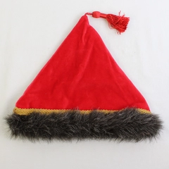 Vintage Red Velvet Santa Hat with Tassel Fur Trimmed