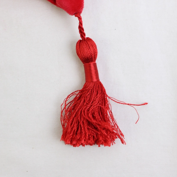 Vintage Red Velvet Santa Hat with Tassel Fur Trimmed