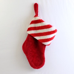Fluffy Christmas Stocking with Candy Cane Striped Top 
