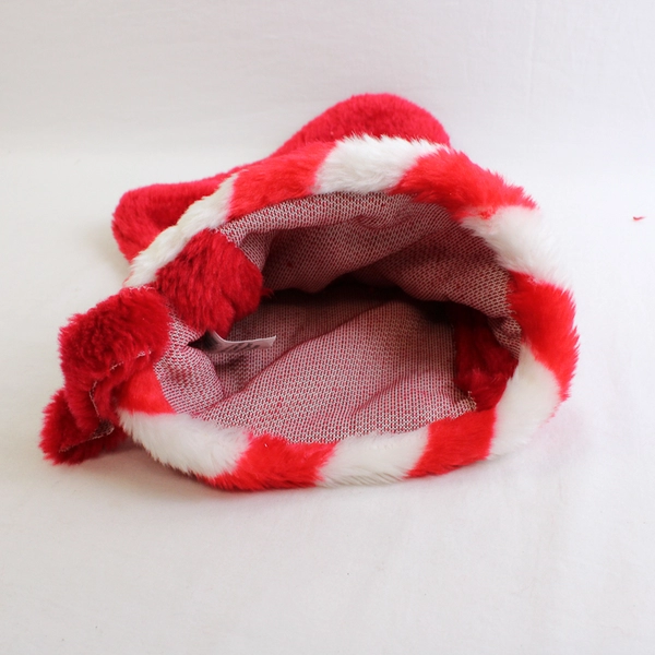 Fluffy Christmas Stocking with Candy Cane Striped Top 