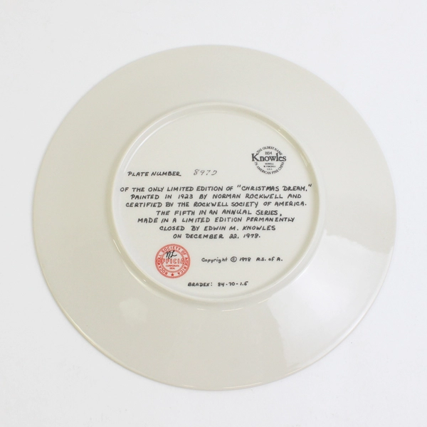 1978 Norman Rockwell Limited Edition Christmas Collector Plate “Christmas Dream”