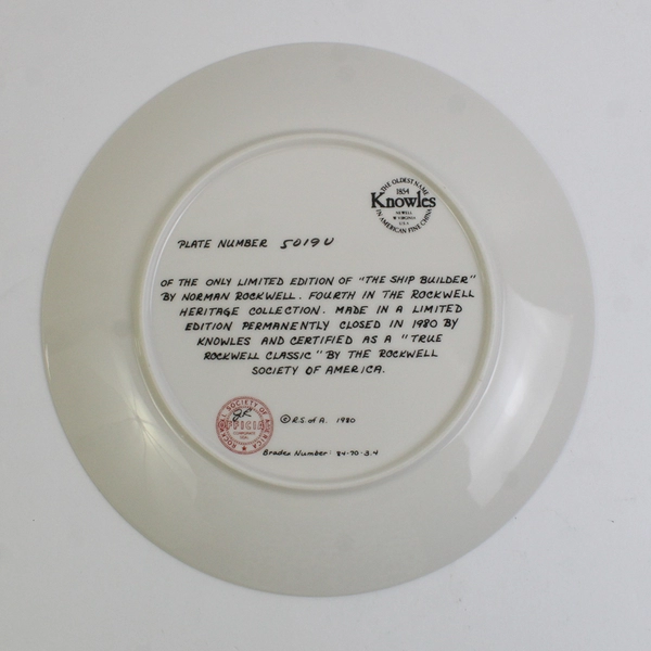 Vtg 1980 Knowles - Norman Rockwell - "The Ship Builder" - #5019U