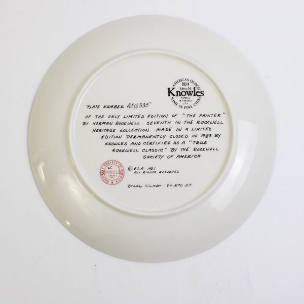 1983 Knowles Norman Rockwell Collectible Plate "The Painter" #AC16335