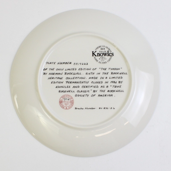 1982 Knowles - Norman Rockwell Collectible Plate - "The Tycoon" - #AA19223