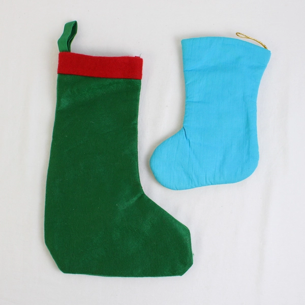 Lot of 2 Christmas Stockings Drummer Boy Cotton and Dog Bone felt 