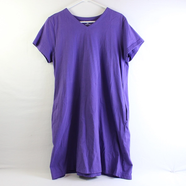 Serengeti Purple Short-Sleeved V-Neck T-Shirt Dress Women's Size PXL