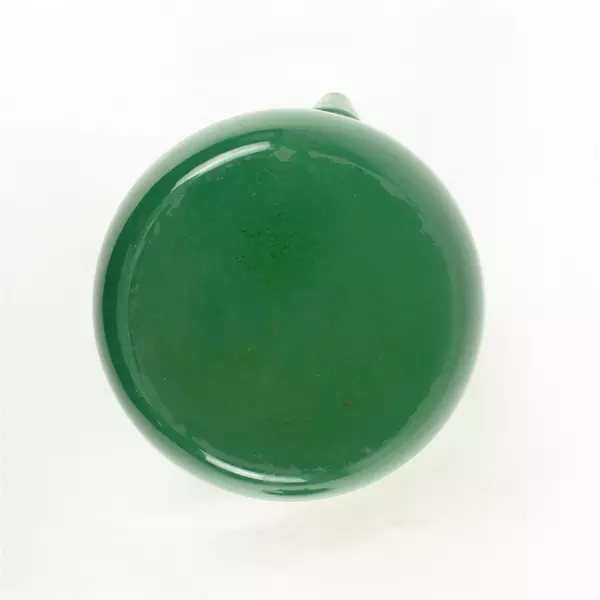 Vintage Green Enamel Teapot Kettle w/ Wooden Handle 8in