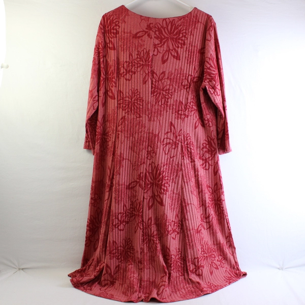 Serengeti Red Floral Print 3/4-Sleeve Midi Shift Dress Women's Size XL