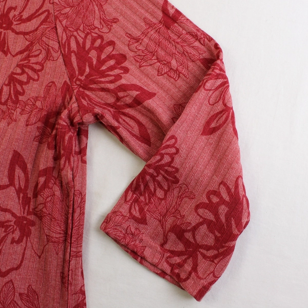 Serengeti Red Floral Print 3/4-Sleeve Midi Shift Dress Women's Size XL