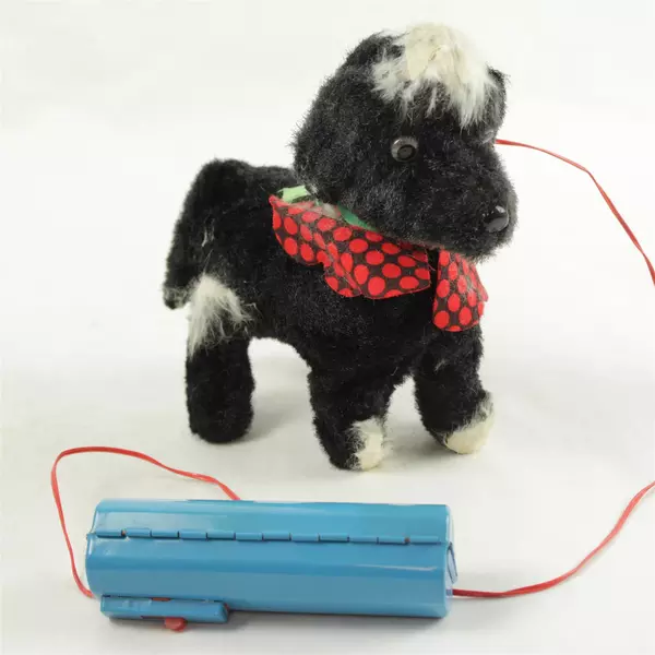 Vintage Black Poodle Plush Toy w/ Controller 8.5in Stuffed Animal
