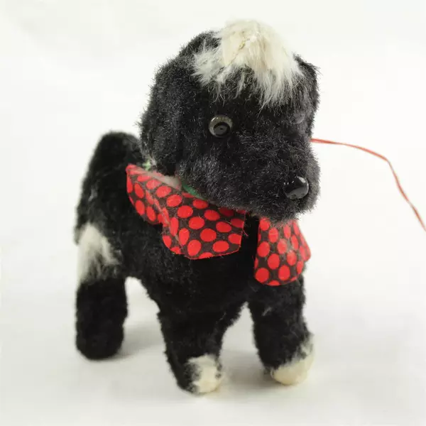 Vintage Black Poodle Plush Toy w/ Controller 8.5in Stuffed Animal