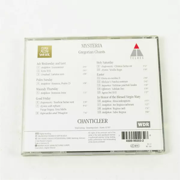 Chanticleer Mysteria Gregorian Chants CD - Choral/Sacred Music