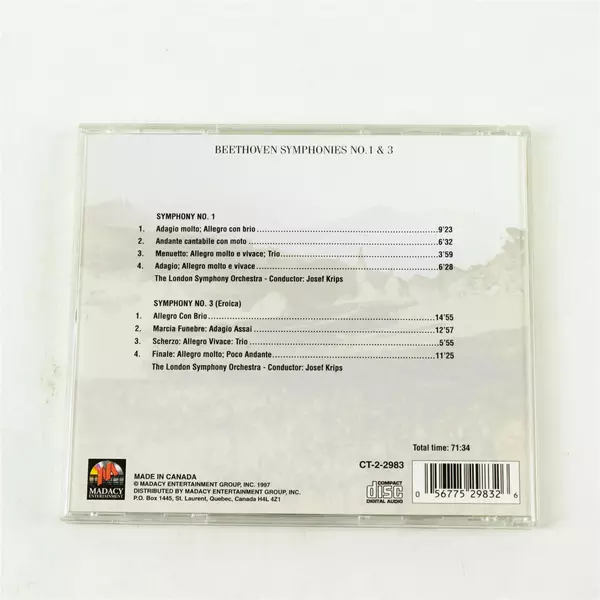 Beethoven Symphonies Nos. 1 & 3 CD Madacy J2003