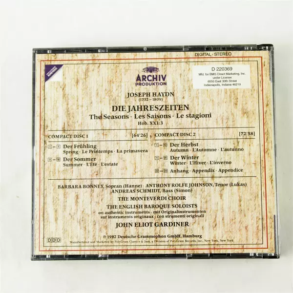 Joseph Haydn The Seasons (Die Jahreszeiten) John Eliot Gardiner CD