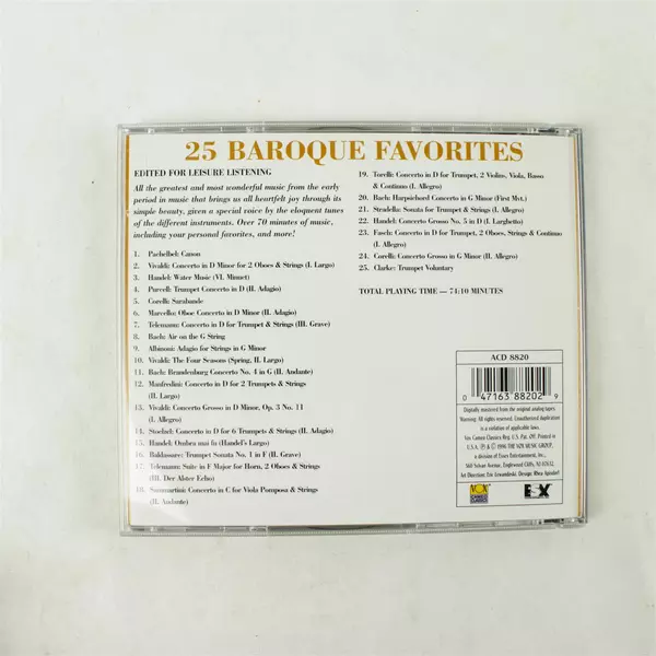 25 Baroque Favorites Audio CD Classical Compilation