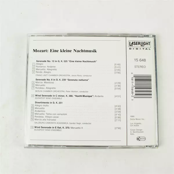 W.A. Mozart Eine Kleine Nachtmusik CD 1990 LaserLight Classical