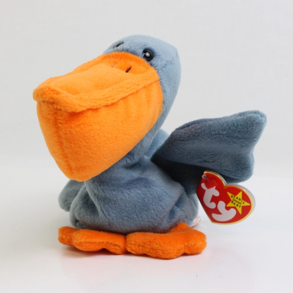 TY Beanie Babies Scoop 1996 Blue/Orange Pelican With Tag Plush Toy