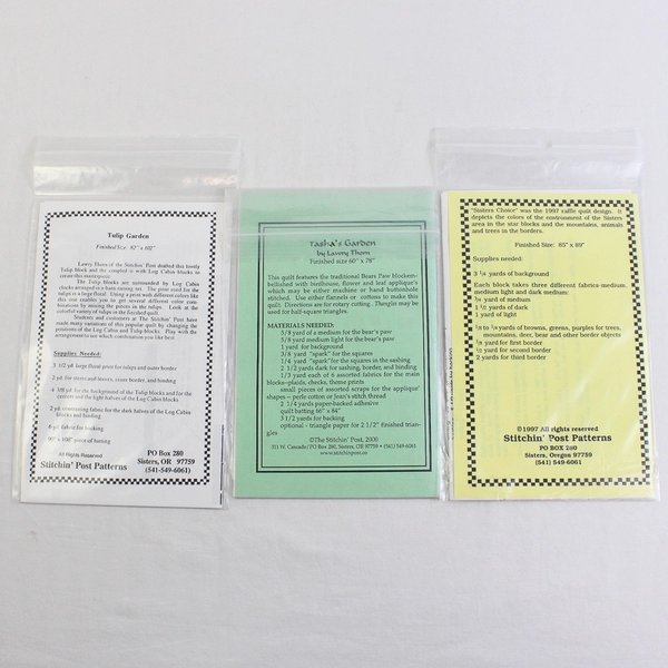 Lot of 3 Stitchin' Post Patterns Sister's Choice Tasha's Garden & Tulip Garden
