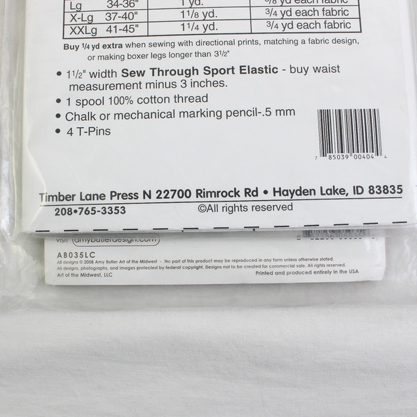 Lot of 2 Sewing Patterns First Choice Boxers #404 & Amy Butler #267