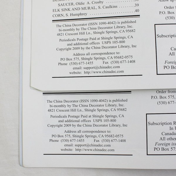 Lot of 2 The China Decorator Magazines Jan/Feb & Sept/Oct 2009 Good