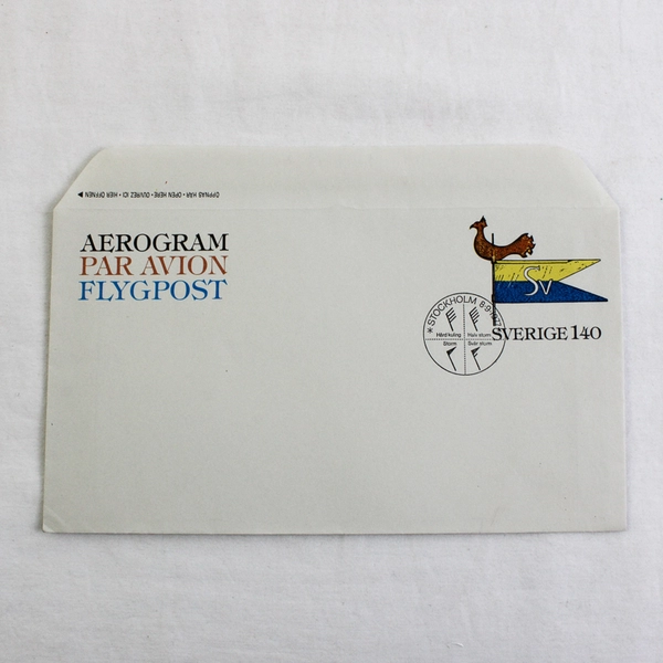Sweden Par Avion Flygpost Aerogram Cover 1977 Weather Flag FDC Cancel