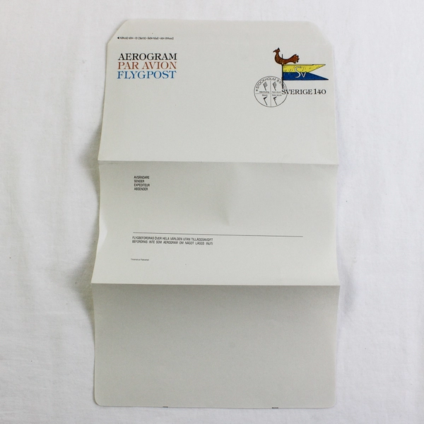 Sweden Par Avion Flygpost Aerogram Cover 1977 Weather Flag FDC Cancel