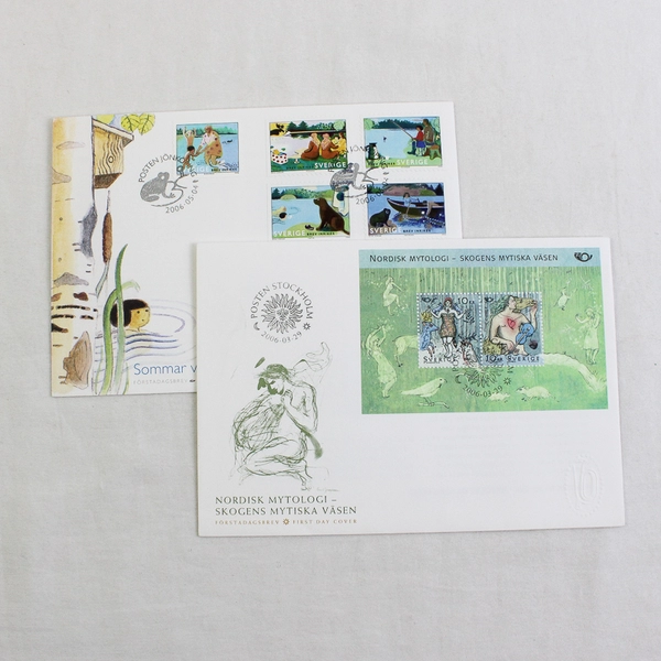 Lot Of 2 Sweden First Day Covers FDC Nordic Mythology Summer By The Lake 2006