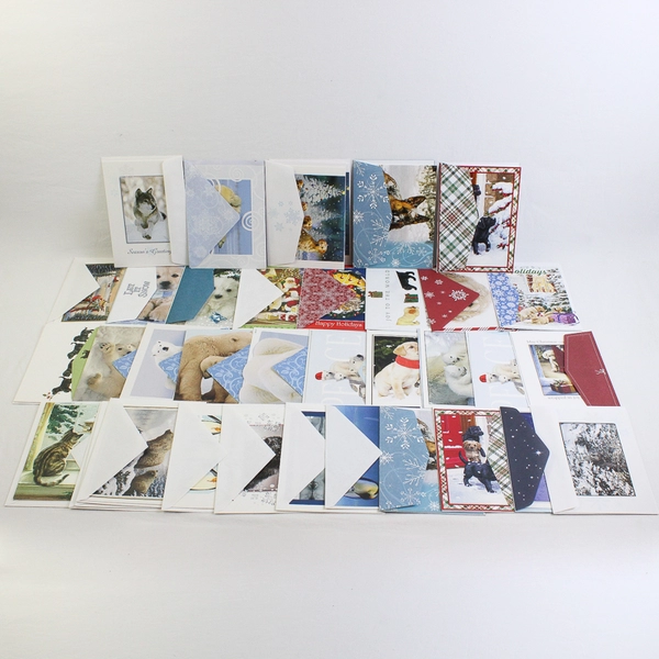 Lot of 68 Animal Pet Wildlife Christmas Greeting Cards with Envelopes 