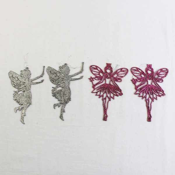 Lot of 4 Glitter Angel Christmas Ornaments Hanging 5.8 " Tall 