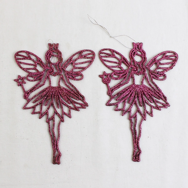 Lot of 4 Glitter Angel Christmas Ornaments Hanging 5.8 " Tall 