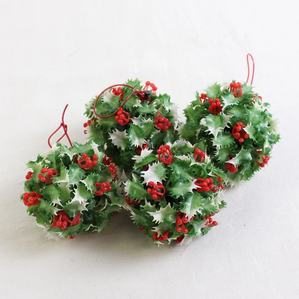 Lot of 4 Artificial Mistletoe Balls Hanging Decorations
