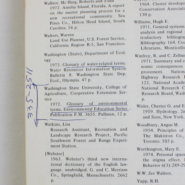 Wildland Planning Glossary Charles F Schwarz Edward C Thor Gary H Elsner 1976 PB