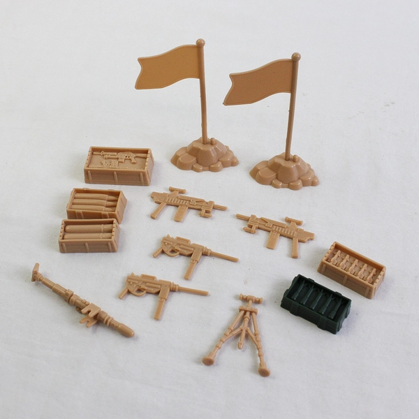 67 Piece Lot Tan Plastic Toy Soldiers and Accessories