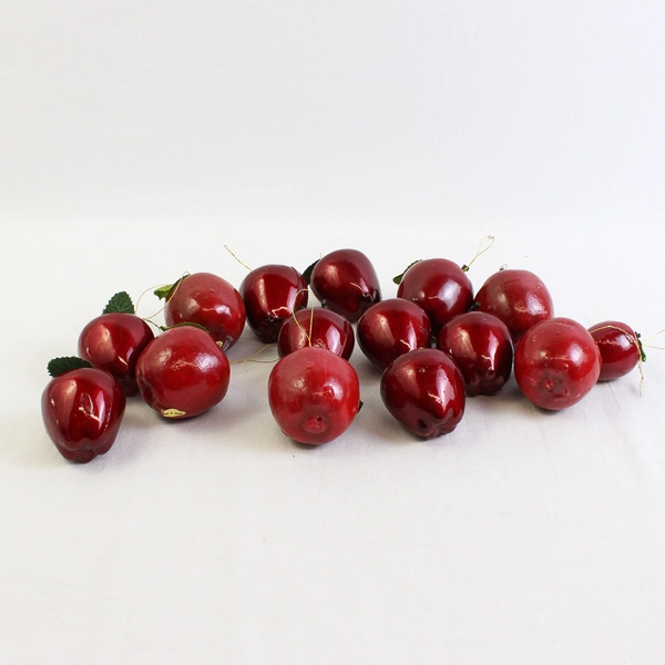 Lot of 15 Miniature Red Apple Ornaments w/ Gold Hanging Strings