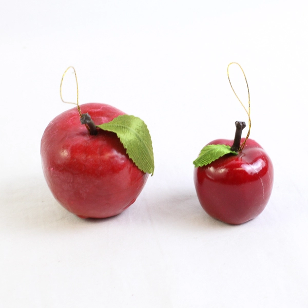Lot of 15 Miniature Red Apple Ornaments w/ Gold Hanging Strings