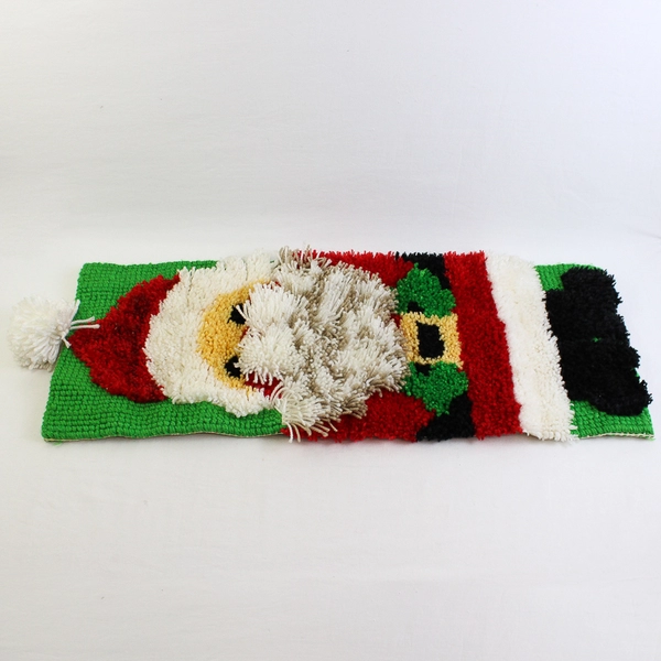 Large Handmade Christmas Latch Hook Santa, 30" Tall
